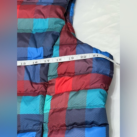 Lands' End Red Blue Turquoise Plaid Down Puffer Vest Large - Picture 9 of 10